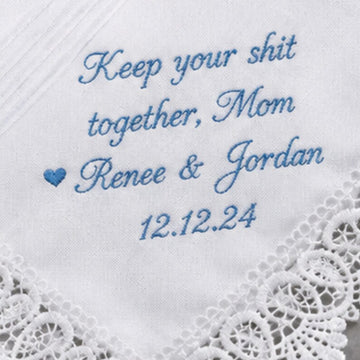 Wedding Handkerchief for Happy Tears, Custom Embroidered Wedding Hankies, Personalized Wedding Napkins, Pocket Square
