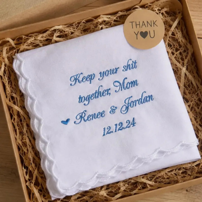 Embroidered Wedding Handkerchief For Father, Wedding Handkerchief for Dad, Keepsake Handkerchief, Lace Hanky