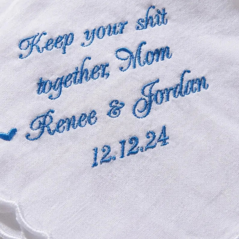 Monogrammed Wedding Handkerchief, Custom Embroidered Lace Hankie, Personalized Bridal Gift with 100+ Thread Colors