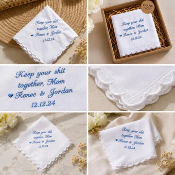 Custom Embroidered Wedding Handkerchief, Bridal Handkerchief, Personalized Wedding Keepsake, Pocket Square