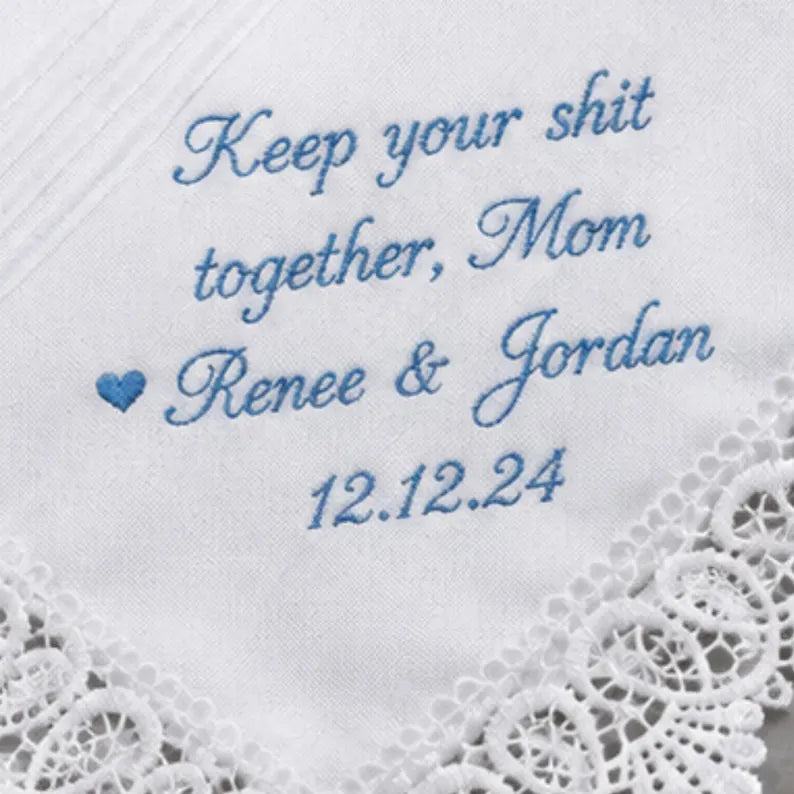 Custom Embroidered Wedding Handkerchief, Bridal Handkerchief, Personalized Wedding Keepsake, Pocket Square