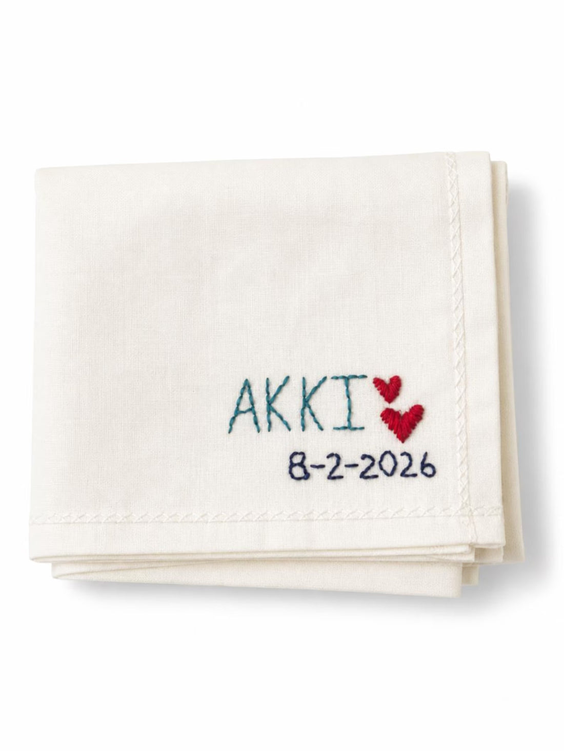 Personalized Embroidered Handkerchief | Custom Name & Date Cotton Hanky for Men | Gift for Husband Boyfriend Father, Wedding Birthday