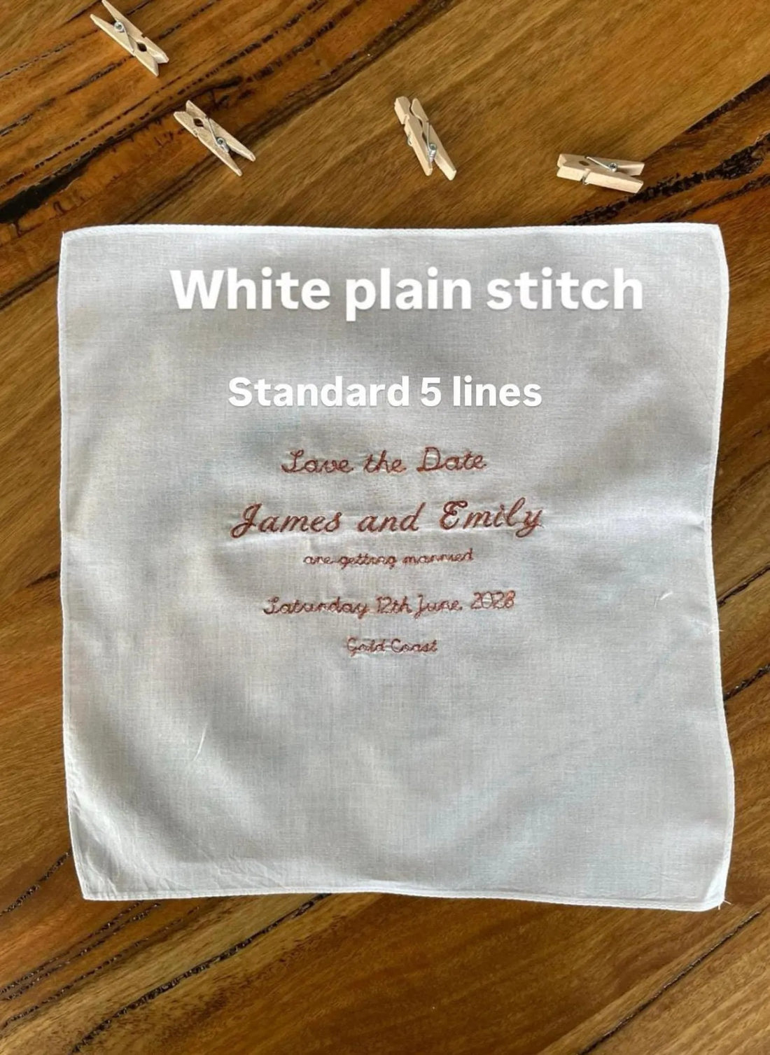 Save the Date Embroidered Handkerchief | Wedding Announcement Keepsake | Personalised Wedding Date, Couple Names & Location | Custom Hanky